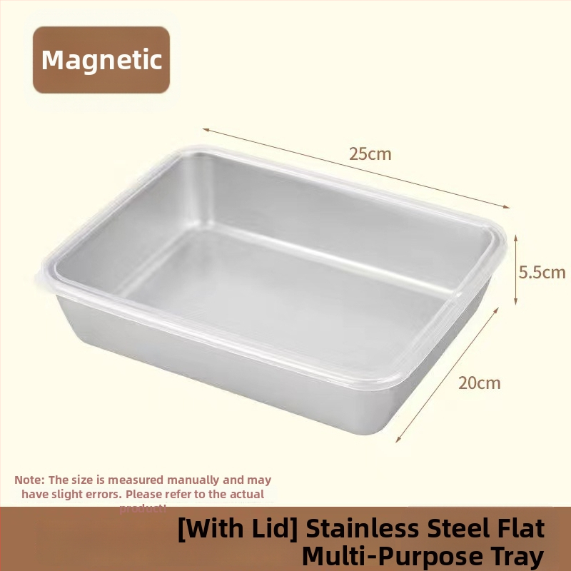 Nerezová oceľová obdĺžniková nádoba do chladničky s viečkom, tesniaca na uskladnenie potravín