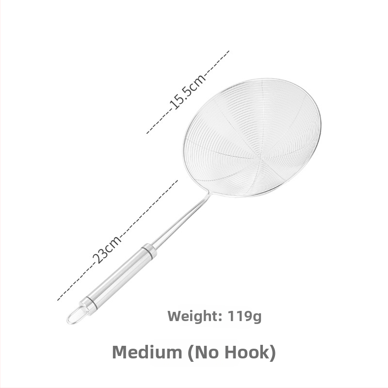 Pengxin 304 nerezová oceľ kuchynský nástroj na filtrovanie a vyprážanie — veľké sitko s olejovou mriežkou a lyžica na rezance