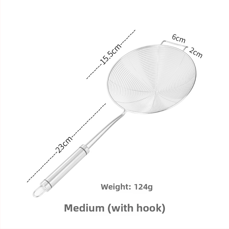 Pengxin 304 nerezová oceľ kuchynský nástroj na filtrovanie a vyprážanie — veľké sitko s olejovou mriežkou a lyžica na rezance
