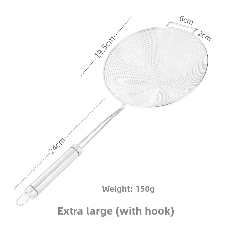 Pengxin 304 nerezová oceľ kuchynský nástroj na filtrovanie a vyprážanie — veľké sitko s olejovou mriežkou a lyžica na rezance