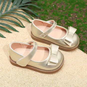 Meitenēm paredzētas plakanā zole kurpes ar tauriņa mezglu, Velcro aizdare, Ultra-fiber augšdaļa, gumijzole, PU iekšējā odere, vienkrāsains dizains, vecums 1–12 gadi