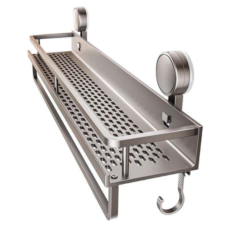 Zidni organizator kupaonice sa usisnom čašom - aluminij, 1 polica