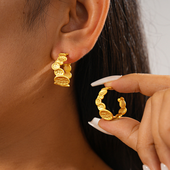 WE4996 925 strieborné geometrické náušnice s klinovým zapínaním v tvare C – elektroplatované, štýl Old Money