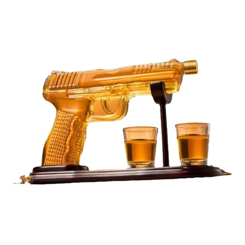 Dekantér na whiskey v tvare pištole — borosilikátové sklo, moderný minimalistický štýl, Zhonglong, súprava na pitie