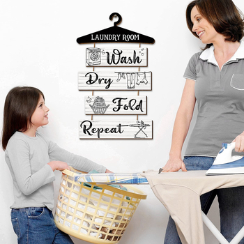 Drevená nástenná dekorácia do práčovne s gravírovaním, potlačou, sieťotlačou a leštením | Forest Life