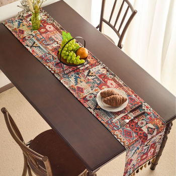 Σημαία τραπεζιού, εθνοτικό στυλ, μοτίβο φυτών και λουλουδιών, μείγμα πολυεστέρα-βαμβακιού, 70% βαμβάκι