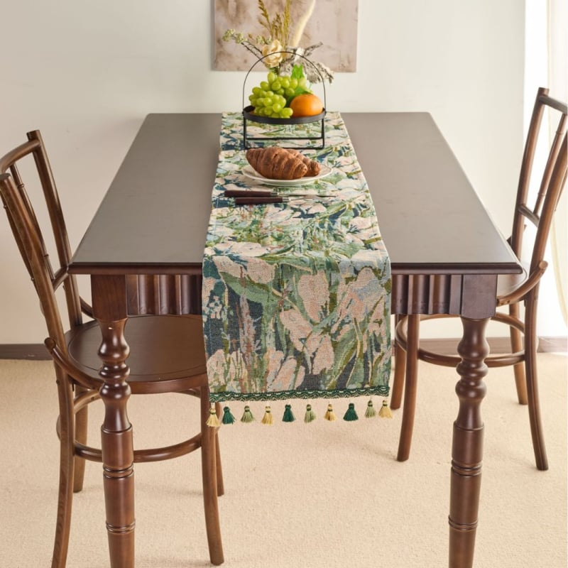 Σημαία τραπεζιού, εθνοτικό στυλ, μοτίβο φυτών και λουλουδιών, μείγμα πολυεστέρα-βαμβακιού, 70% βαμβάκι