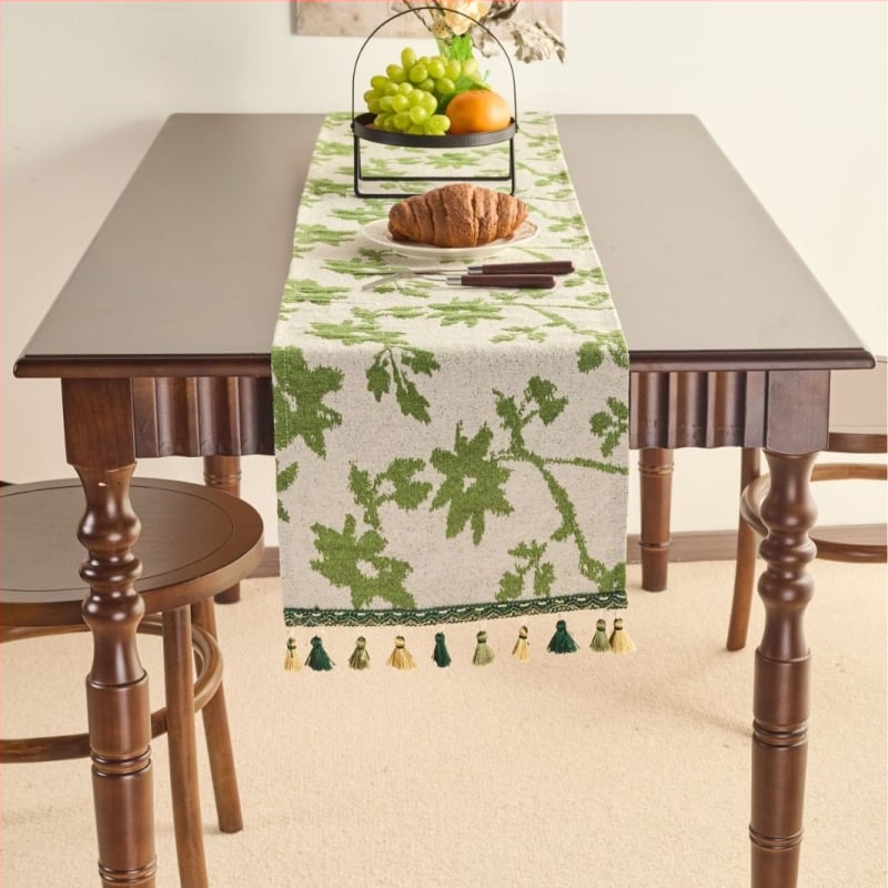 Σημαία τραπεζιού, εθνοτικό στυλ, μοτίβο φυτών και λουλουδιών, μείγμα πολυεστέρα-βαμβακιού, 70% βαμβάκι