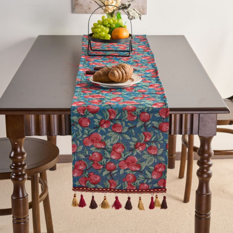 Σημαία τραπεζιού, εθνοτικό στυλ, μοτίβο φυτών και λουλουδιών, μείγμα πολυεστέρα-βαμβακιού, 70% βαμβάκι