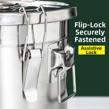 Box na skladovanie ryže z 304 nerezovej ocele so vlhkosťou odolným uzáverom a západkou, objem 10 l alebo viac