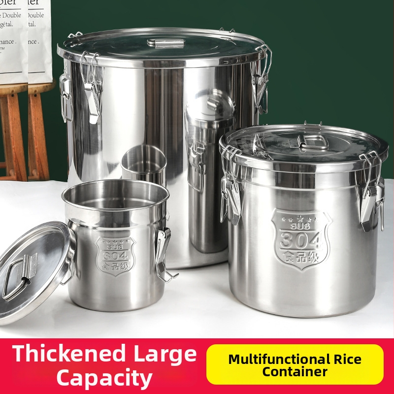 Box na skladovanie ryže z 304 nerezovej ocele so vlhkosťou odolným uzáverom a západkou, objem 10 l alebo viac