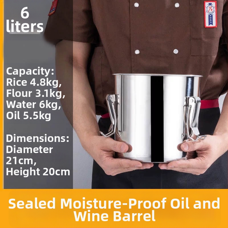 Box na skladovanie ryže z 304 nerezovej ocele so vlhkosťou odolným uzáverom a západkou, objem 10 l alebo viac