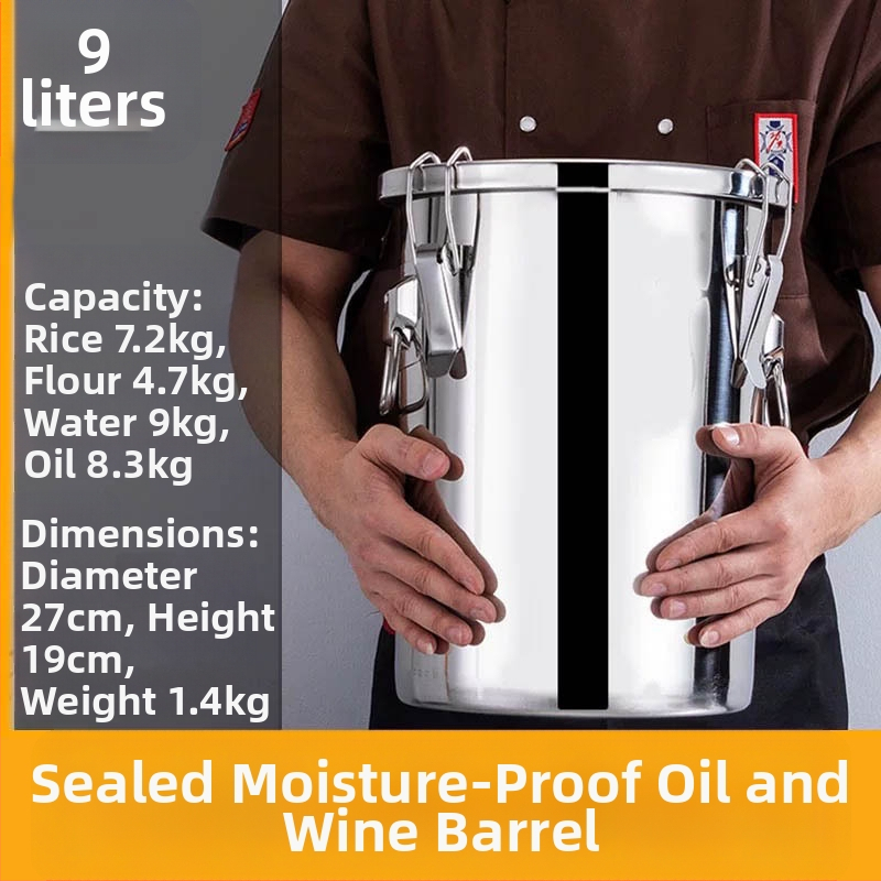 Box na skladovanie ryže z 304 nerezovej ocele so vlhkosťou odolným uzáverom a západkou, objem 10 l alebo viac