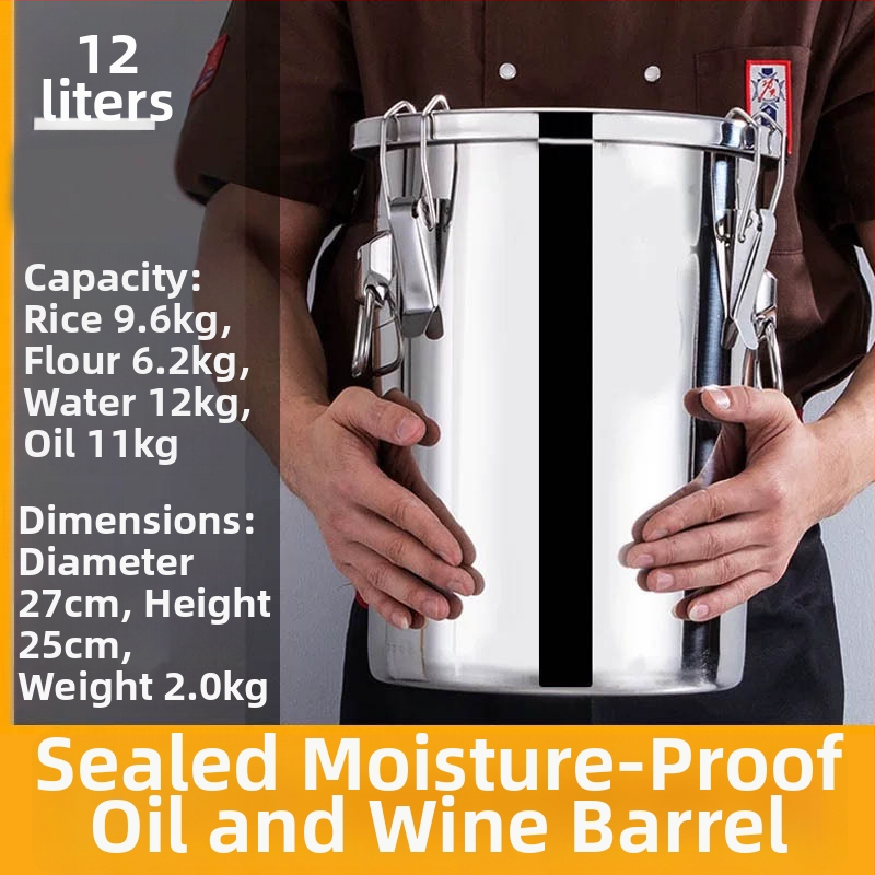 Box na skladovanie ryže z 304 nerezovej ocele so vlhkosťou odolným uzáverom a západkou, objem 10 l alebo viac