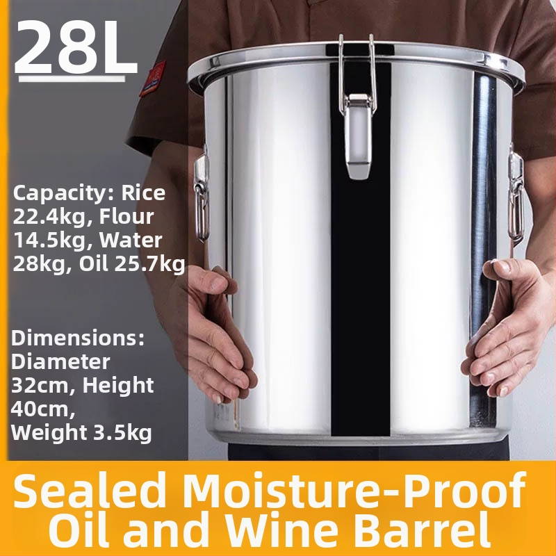 Box na skladovanie ryže z 304 nerezovej ocele so vlhkosťou odolným uzáverom a západkou, objem 10 l alebo viac