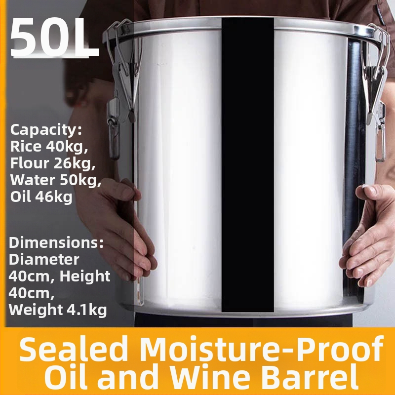Box na skladovanie ryže z 304 nerezovej ocele so vlhkosťou odolným uzáverom a západkou, objem 10 l alebo viac