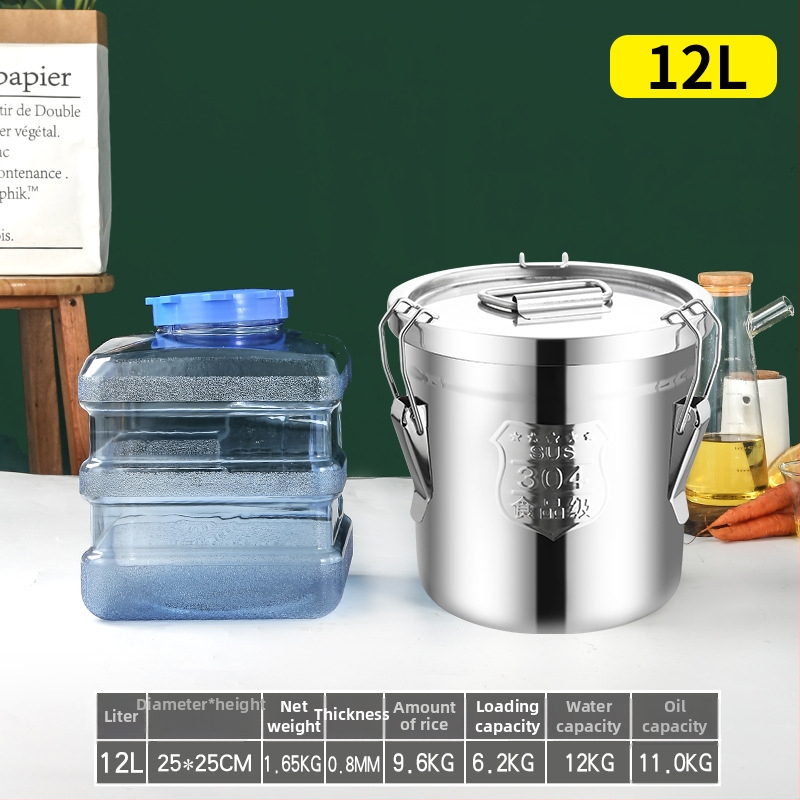Box na skladovanie ryže z 304 nerezovej ocele so vlhkosťou odolným uzáverom a západkou, objem 10 l alebo viac