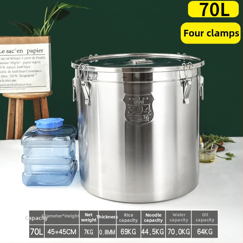 Box na skladovanie ryže z 304 nerezovej ocele so vlhkosťou odolným uzáverom a západkou, objem 10 l alebo viac