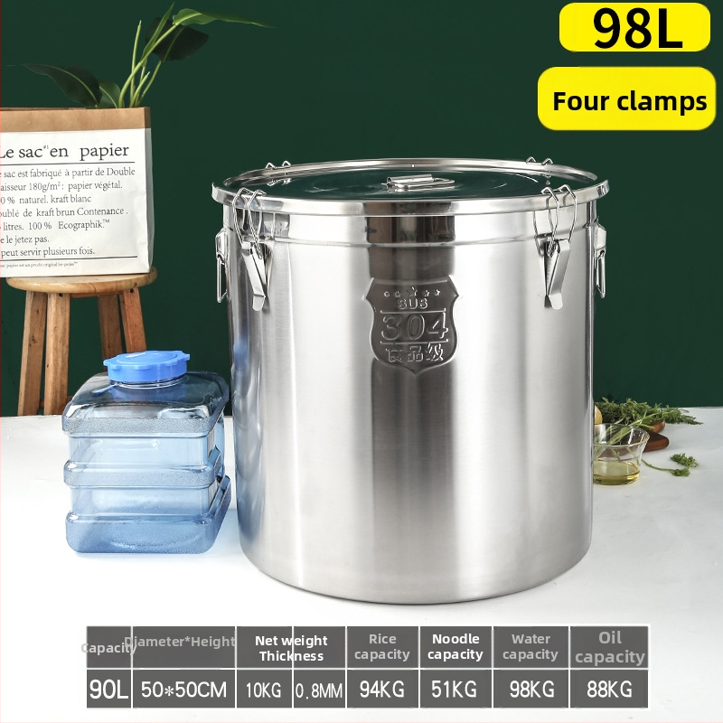 Box na skladovanie ryže z 304 nerezovej ocele so vlhkosťou odolným uzáverom a západkou, objem 10 l alebo viac