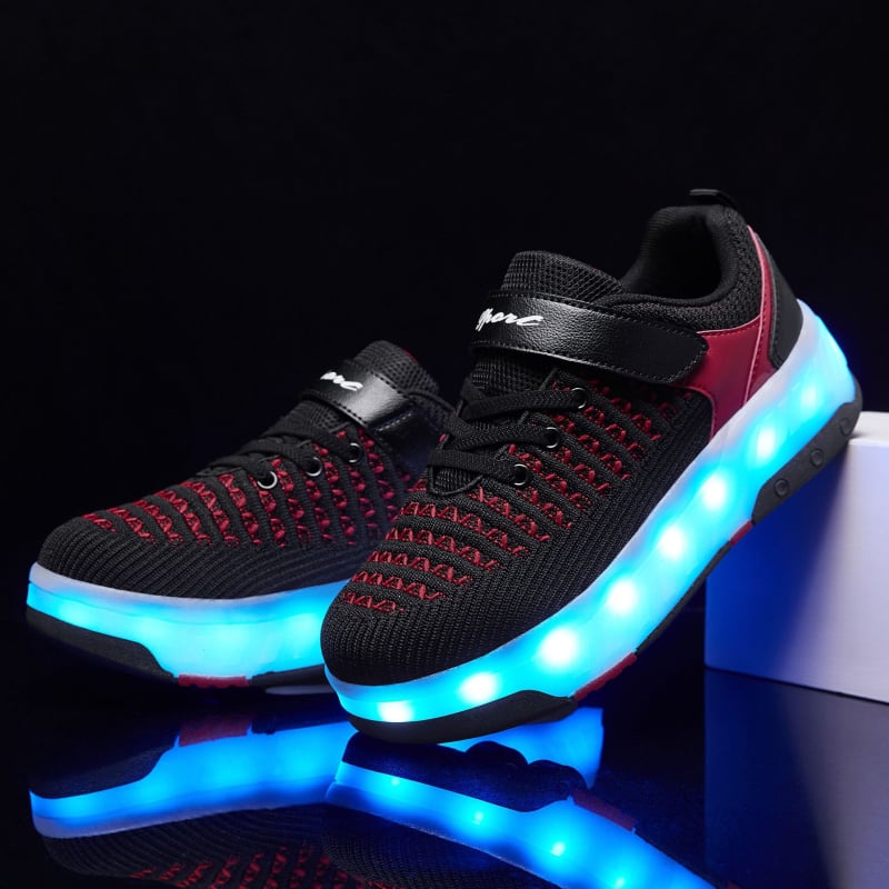 LC175 LED osvetlené tenisky na kolieskach s PU dvojradovými kolieskami pre mládež