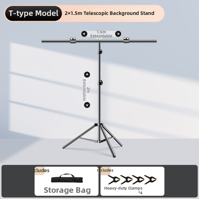 Rozťahovateľný stojan na pozadie pre fotografovanie, na zavesenie pozadí a identifikačné snímky — Model cs-107