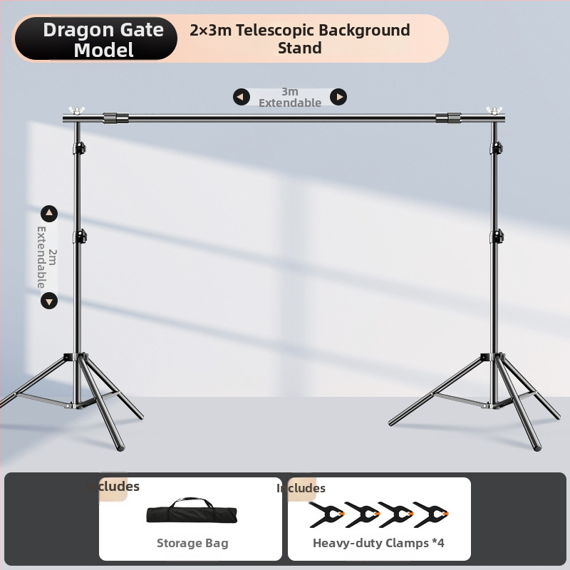 Rozťahovateľný stojan na pozadie pre fotografovanie, na zavesenie pozadí a identifikačné snímky — Model cs-107