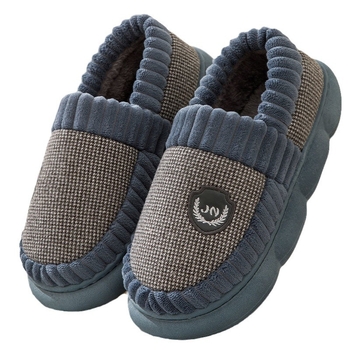 Unisex domáce papuče s hrubou podrážkou, plyšovou výstelkou a stielkou z umelej vlny – protišmyková PVC podrážka