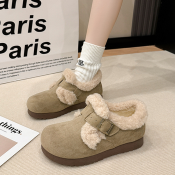 Pantofi dama din piele întoarsă, căptușeală din bumbac, talpă din cauciuc, vârf rotund, talpă joasă