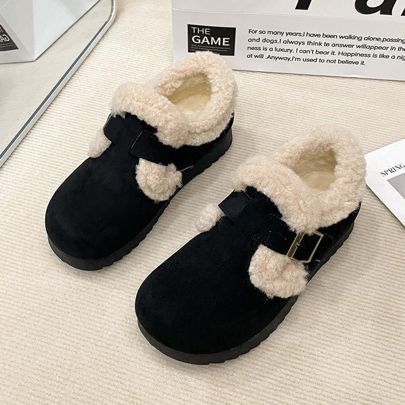 Pantofi dama din piele întoarsă, căptușeală din bumbac, talpă din cauciuc, vârf rotund, talpă joasă