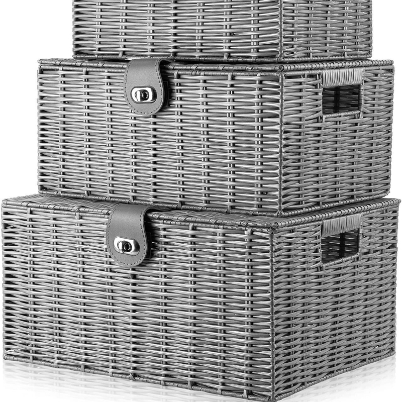 Plastová úložná nádoba s vekom, model 123 — viacúčelová, odolná voči prachu, bez montáže, do spálne, vhodná na spodné prádlo, ponožky, svetre, časopisy, podprsenky