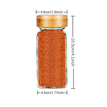 Sada sklenených fľaštičiek na korenie s tvarom štvorca a kruhu, viečka z nehrdzavejúcej ocele, vzduchotesne uzavreté pre čerstvosť