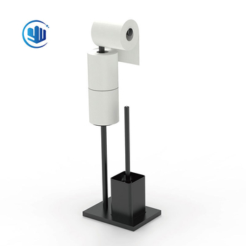 Suport de hârtie igienică pentru podea cu perie de toaletă, oțel inoxidabil, design pătrat, finisaj lucios, stil modern minimalist