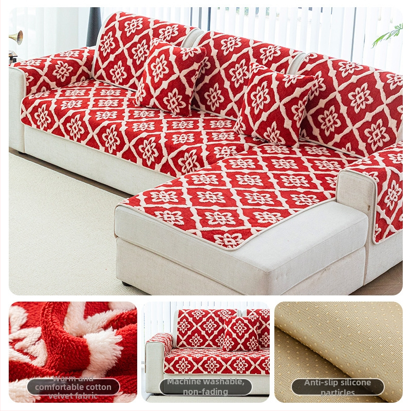 Trijų vietų sofų pagalvė - pūkuotas audinys, paprastas modernus stilius, audinio dizainas, dulkių dangtis