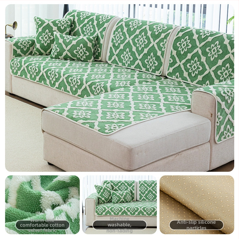 Trijų vietų sofų pagalvė - pūkuotas audinys, paprastas modernus stilius, audinio dizainas, dulkių dangtis