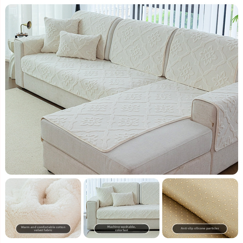 Trijų vietų sofų pagalvė - pūkuotas audinys, paprastas modernus stilius, audinio dizainas, dulkių dangtis