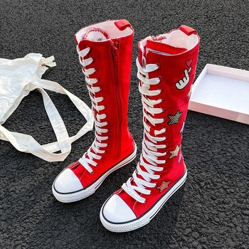 Detské vysoké tenisky z plátna s bočným zipsom, gumová podrážka, EVA vložka