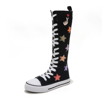 Detské vysoké tenisky z plátna s bočným zipsom, gumová podrážka, EVA vložka