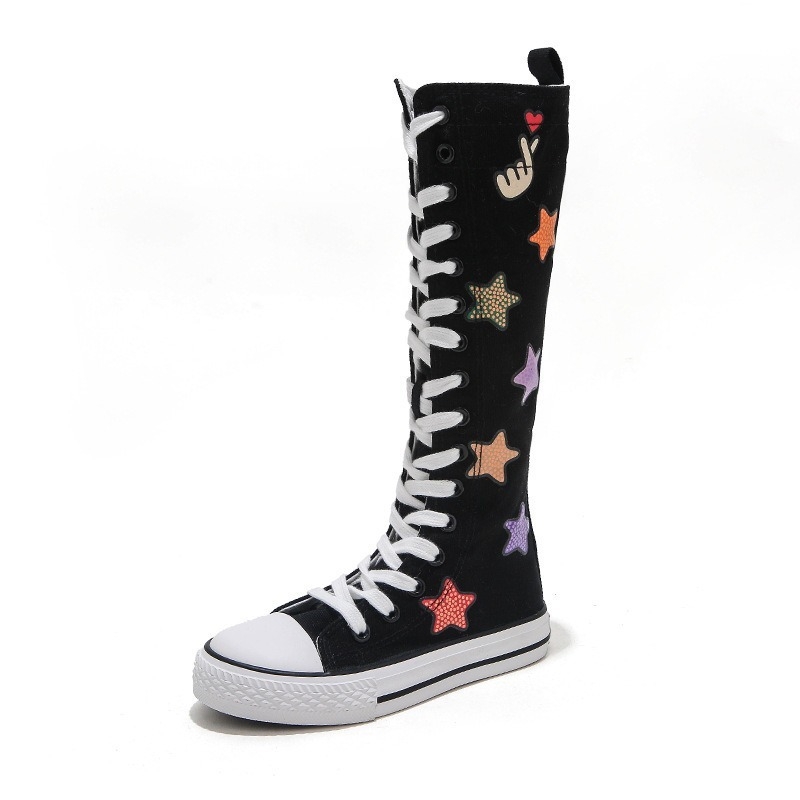 Detské vysoké tenisky z plátna s bočným zipsom, gumová podrážka, EVA vložka