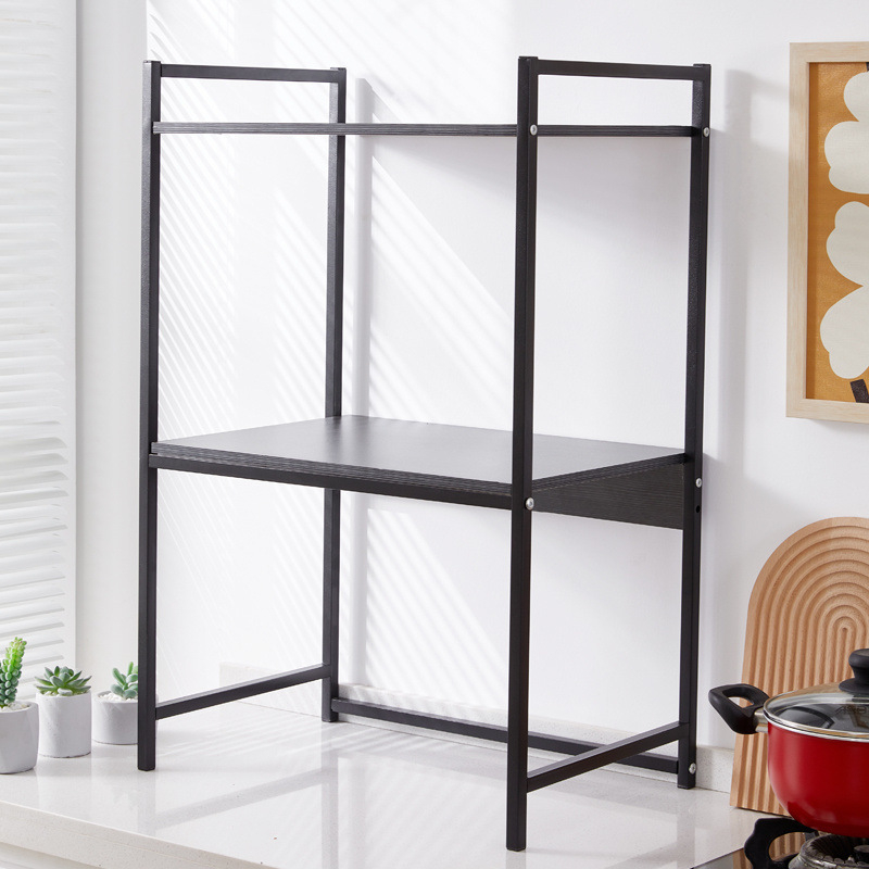 Stojanový kuchynský regál na mikrovlnnú rúru s držiakom na koreniny a fľaše oleja, soli a octu – moderný minimalistický štýl, podlaha stojací, bez montáže