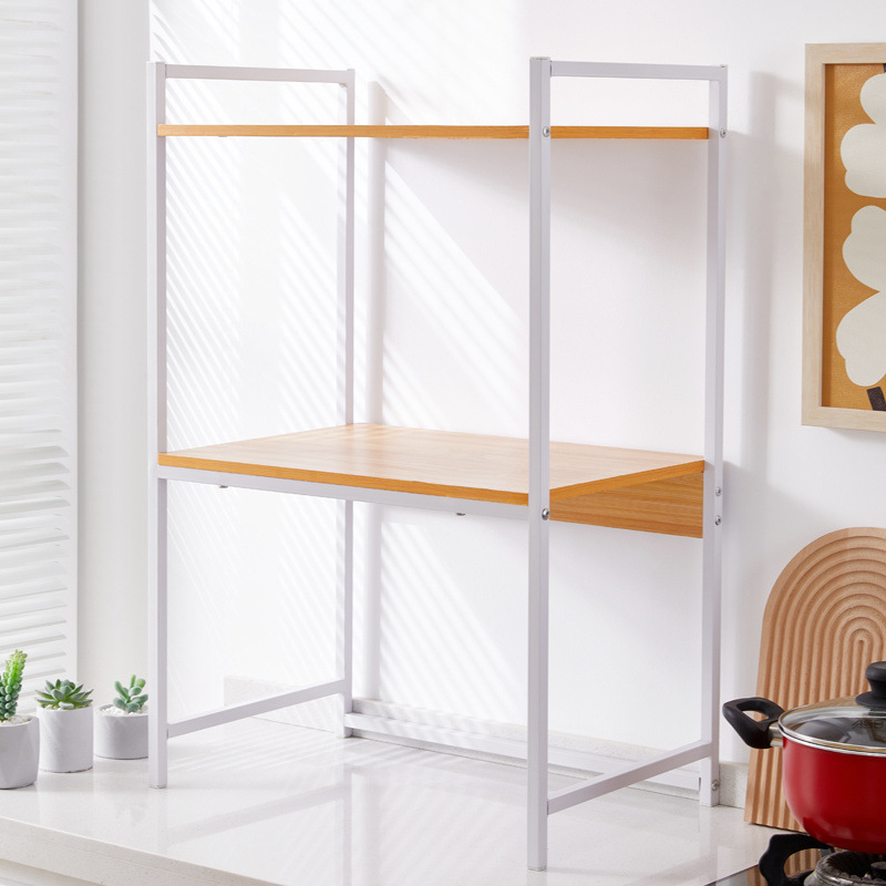 Stojanový kuchynský regál na mikrovlnnú rúru s držiakom na koreniny a fľaše oleja, soli a octu – moderný minimalistický štýl, podlaha stojací, bez montáže