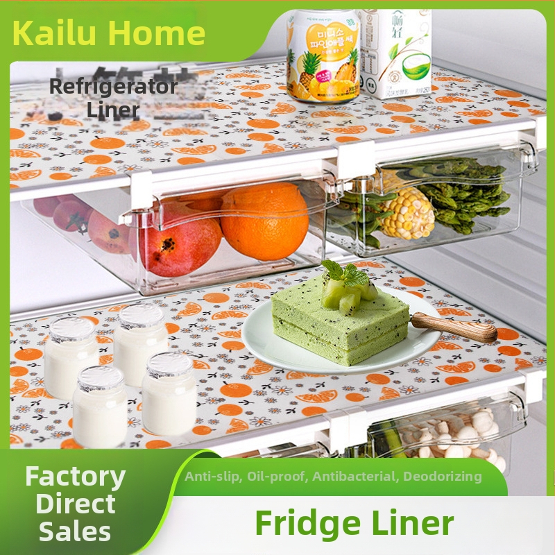 Libisemiskindel külmiku matt, veekindel ja õlile vastupidav, niiskuse- ja hallitusvastane; polüester, lillemustriga, ruudukujuline kuju