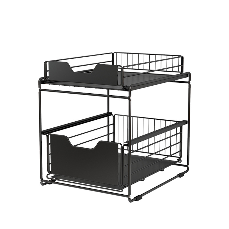 Vytiahniteľný regál pod drez kuchyne – skladací, odnímateľný, karbónová oceľ, moderný minimalistický štýl