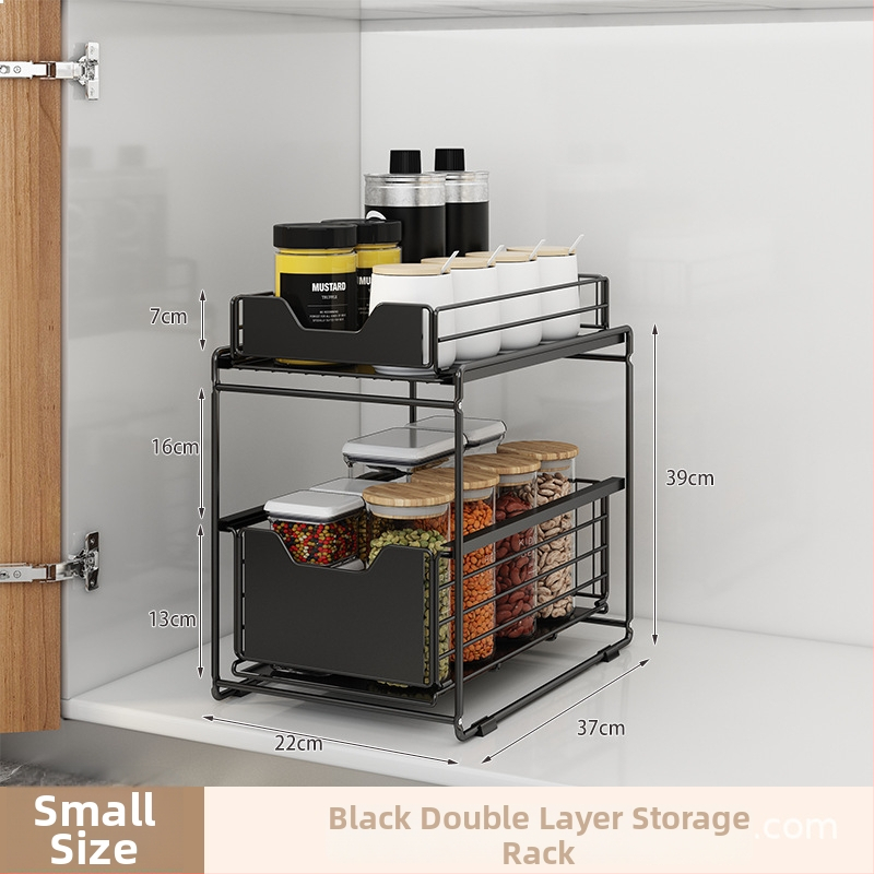 Vytiahniteľný regál pod drez kuchyne – skladací, odnímateľný, karbónová oceľ, moderný minimalistický štýl