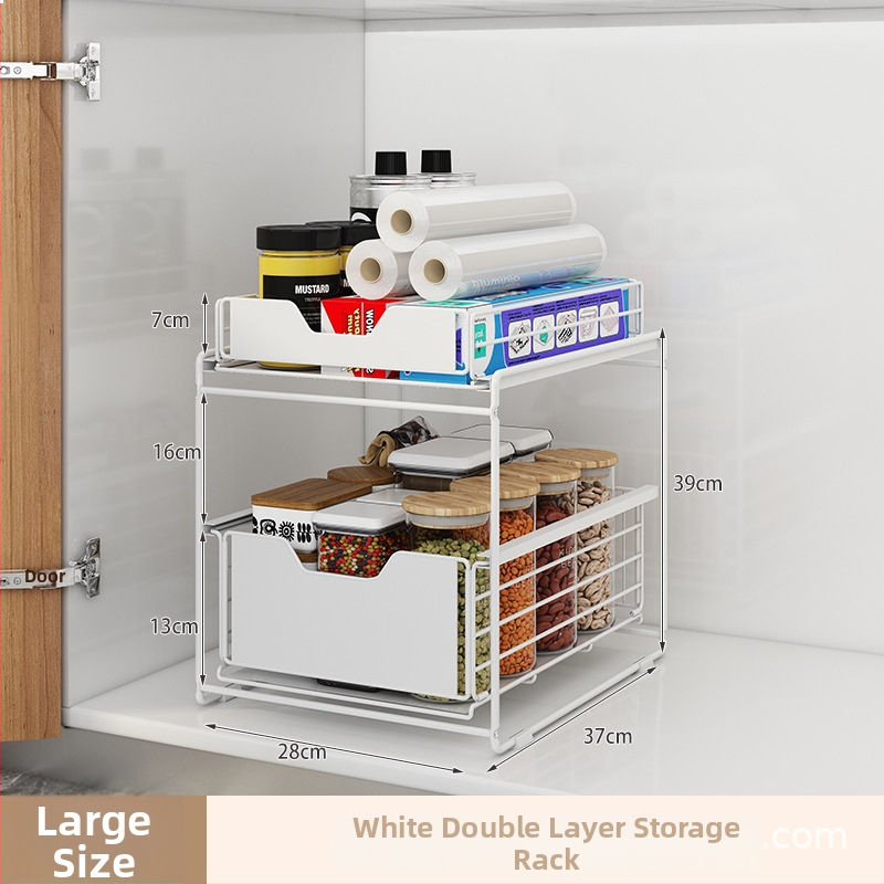 Vytiahniteľný regál pod drez kuchyne – skladací, odnímateľný, karbónová oceľ, moderný minimalistický štýl