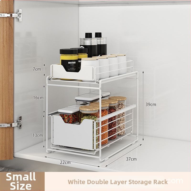 Vytiahniteľný regál pod drez kuchyne – skladací, odnímateľný, karbónová oceľ, moderný minimalistický štýl