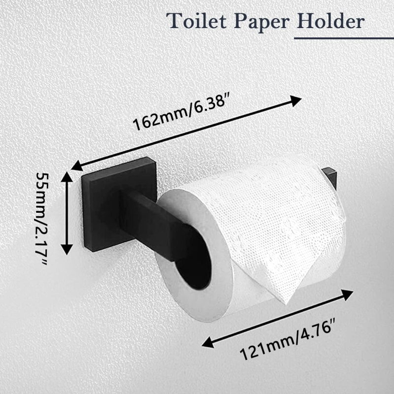 Päťdielny set z nerezovej ocele pre kúpeľňu, držiak na uteráky so štvorhrannou rúrou, s potlačou loga a možnosťou personalizácie