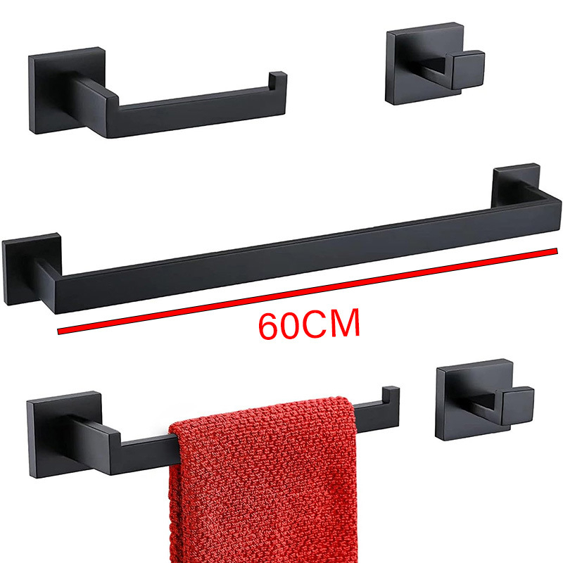 Päťdielny set z nerezovej ocele pre kúpeľňu, držiak na uteráky so štvorhrannou rúrou, s potlačou loga a možnosťou personalizácie