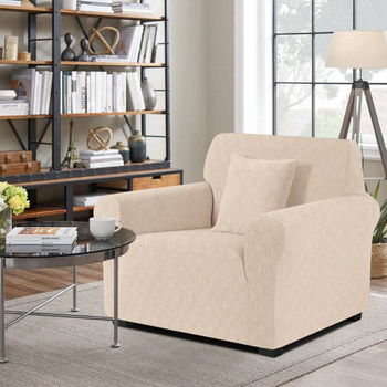 Povlaky na sedačku – elastický Jacquard, všetky ročné obdobia, egyptská dlhá bavlna, ťažká hmotnosť, štvorprvkový set