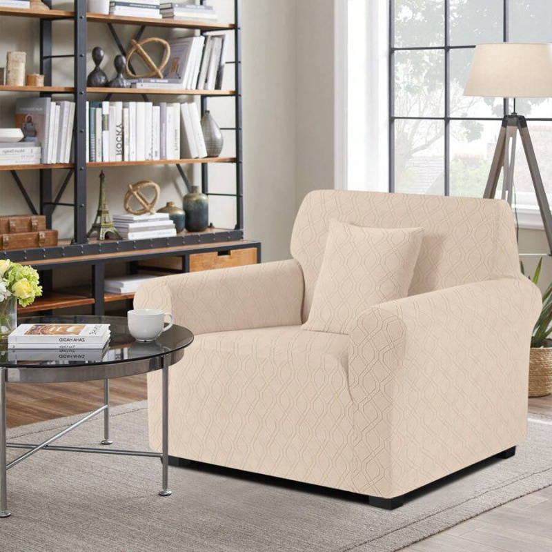 Чохли за диван – еластичен жакард, всесезонни, египетски дълъг памук, тежък клас, четиричленен комплект