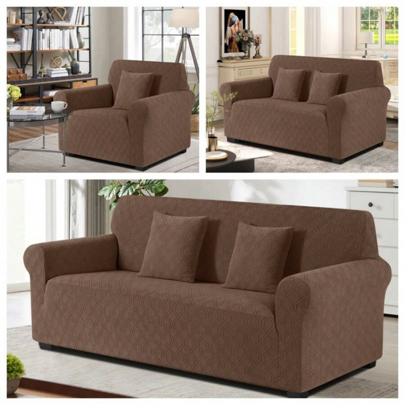 Povlaky na sedačku – elastický Jacquard, všetky ročné obdobia, egyptská dlhá bavlna, ťažká hmotnosť, štvorprvkový set